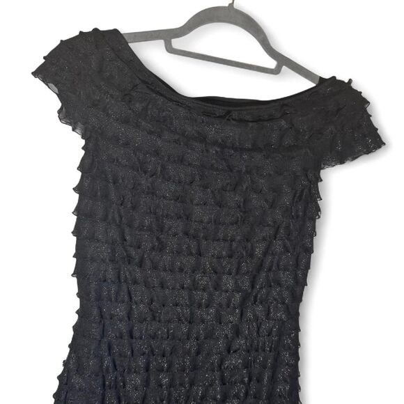 Cachet Black Sparkle Short Sleeve Dress Size 6 - Picture 2 of 5